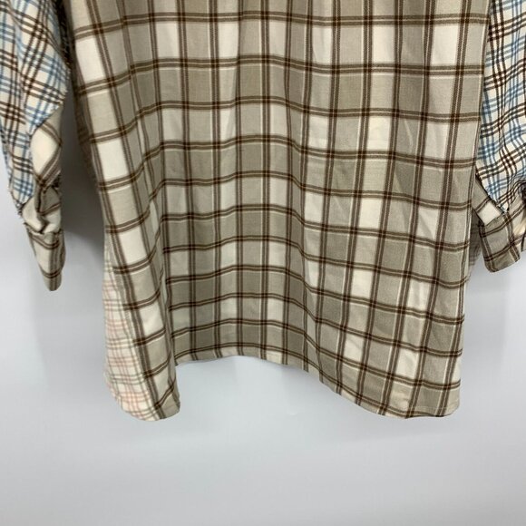 Cato Shirt Plaid Button Down Long Sleeve Tunic Top Brown - Picture 10 of 11